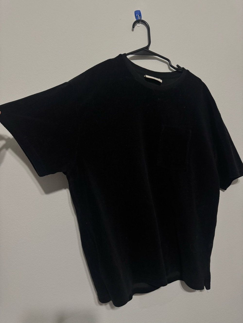 YoungLA Black Short-Sleeve Ribbed Crewneck Pocket Tee